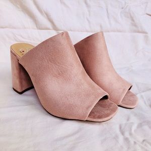 Brand new pink suede mules!